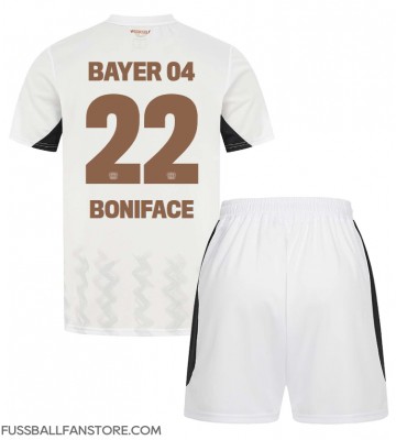 Bayer Leverkusen Victor Boniface #22 Replik Auswärtstrikot Kinder 2024-25 Kurzarm (+ Kurze Hosen)